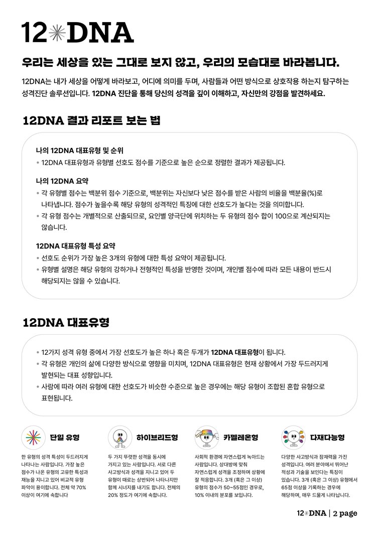 12DNA 결과 리포트 2페이지